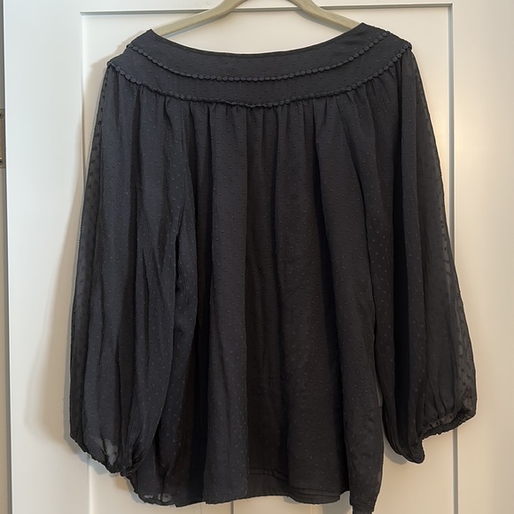 Loft 3/4 bell sleeve charcoal gray blouse. Size XL. - Picture 2 of 7